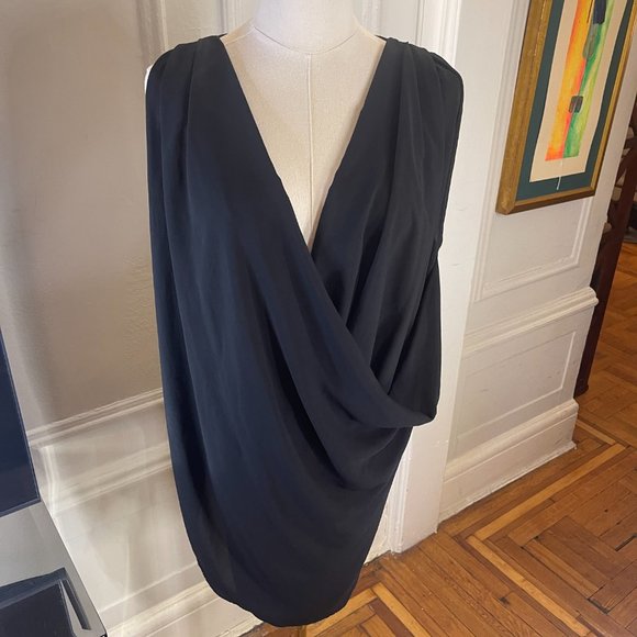James LaCroix Cowl Shift Dress Black Size M, Draped Overlay Dress - Picture 5 of 10